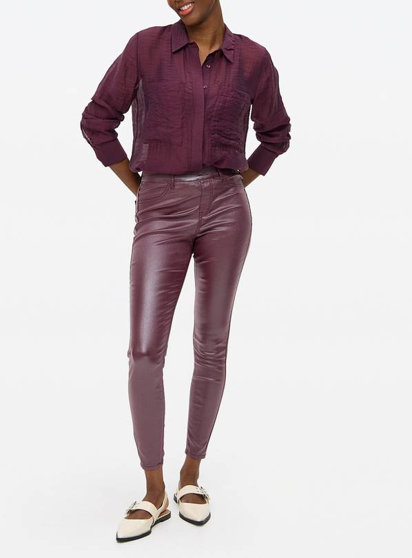 Berry Red Metallic Shimmer Jeggings  12